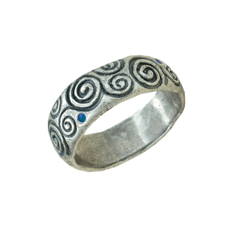 Серебряное кольцо с эмалью «Кудрявое»
