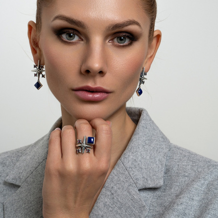 Кольцо из серебра с камнем лазурит