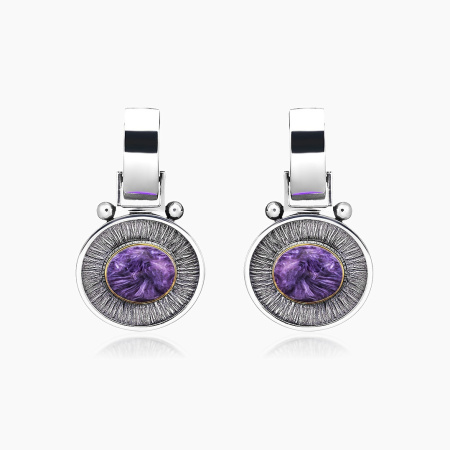 Серьги из серебра с чароитом
