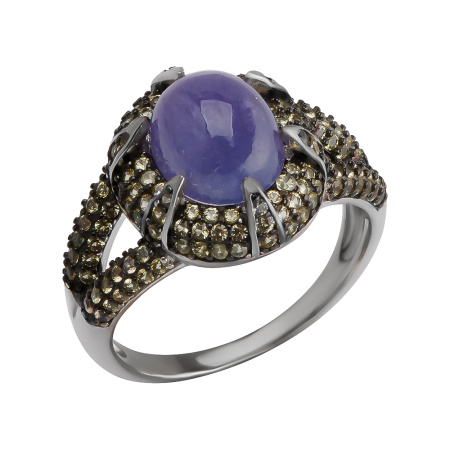 Кольцо из серебра с сапфиром и танзанитом