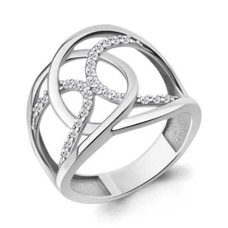 Кольцо из серебря с фианитами «Линии»