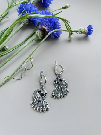 Серебряные серьги «Павлин»