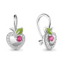Серебряные серьги с фианитами и корундом «Яблочки»