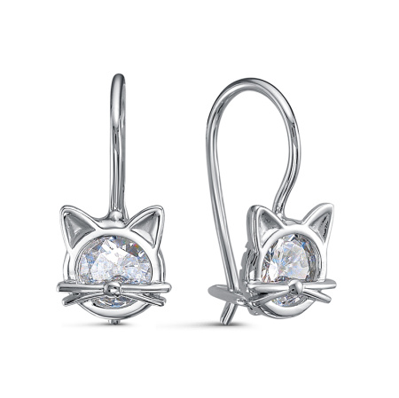 Серьги из серебра с фианитами «Котики»
