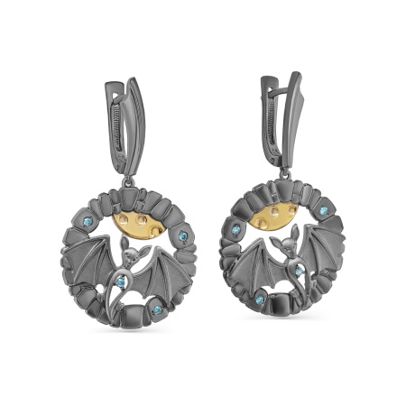 Серебряные серьги с фианитами «Летучая мышь»