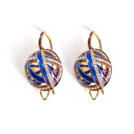 Серебряные серьги с эмалью и фианитами