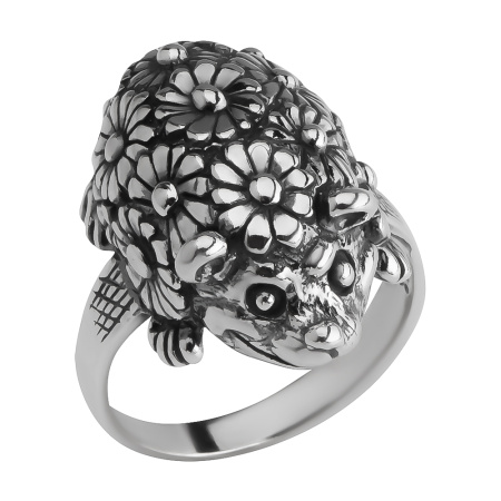 Кольцо из серебра «Ёж в цветах»