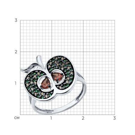 Серебряное кольцо с фианитами «Яблоко»