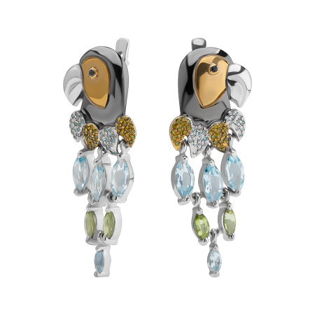 Серебряные серьги «Попугаи»