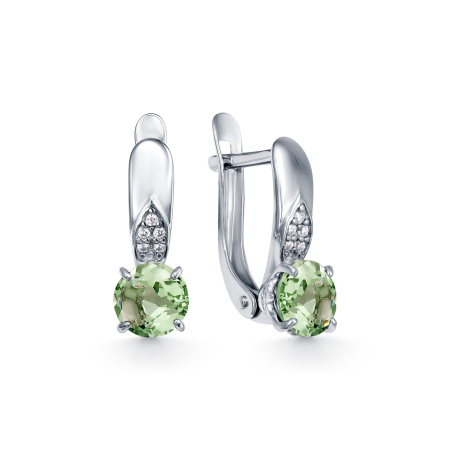 Серьги из серебра с празиолитом
