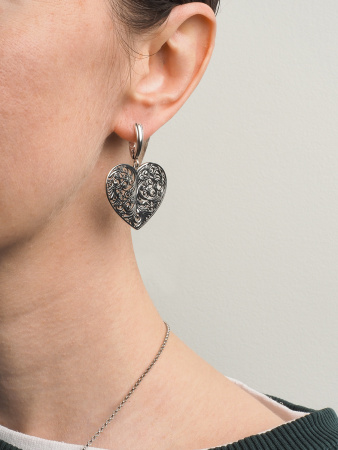 Серьги из серебра «Сердце»
