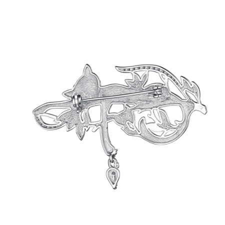 Серебряная брошь с фианитами и эмалью «Черная Пантера»