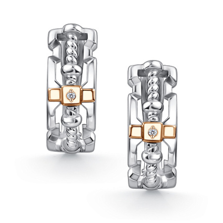 Серебряные серьги с позолотой и бриллиантами