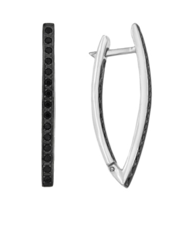 Серебряные серьги с чёрными фианитами