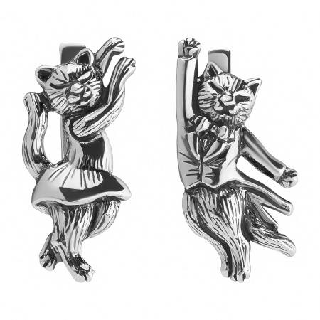 Серьги из серебра «Кошачий вальс»