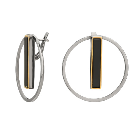 Серебряные серьги с ониксом