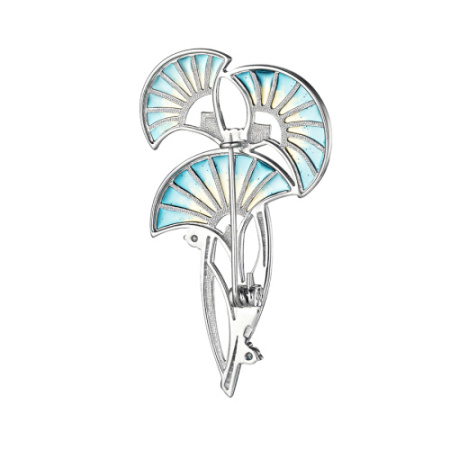 Серебряная брошь с эмалью и фианитами «Цветы»