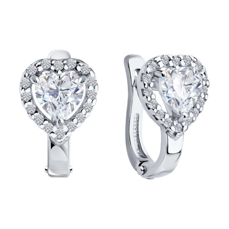 Серьги из серебра с фианитами «Сердце»