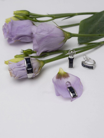 Кольцо «Дорожка» из серебра ETHNICA с натуральным сапфиром