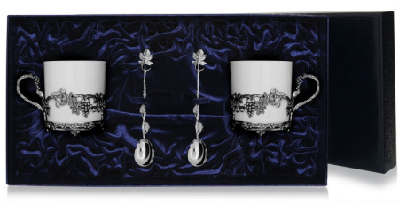 2 кофейные чашки «Виноград» с ложками