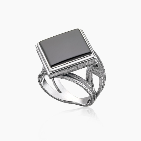 Серебряное кольцо «Полуночный Лес» с ониксом
