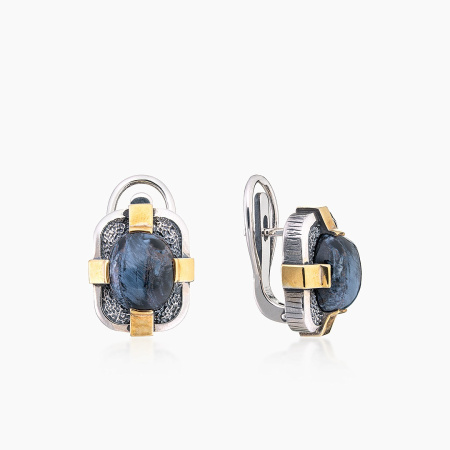 Серьги из серебра с камнем питерсит