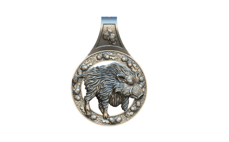 Подвеска малая из серебра «Вепрь»