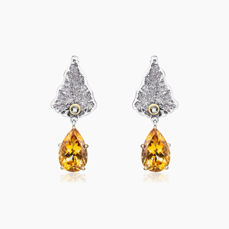 Серебряные серьги «Медовый Лист»