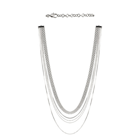 Многослойное колье из серебра