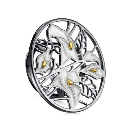 Кольцо из серебра с эмалью «Цветок»