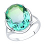 Серебряное кольцо с зелено-голубым синтетическим ситаллом