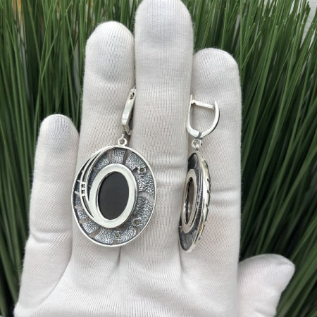 Серебряные серьги «Галактика» с раухтопазом