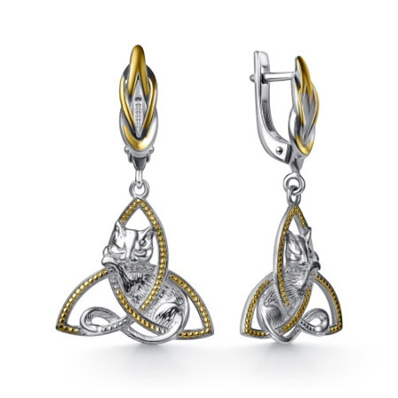 Серьги из серебра с позолотой «Коты»