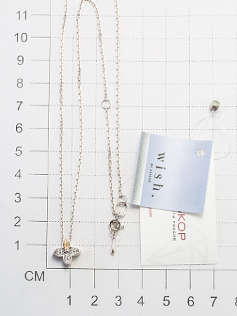 Серебряное колье с бриллиантом «Цветок»