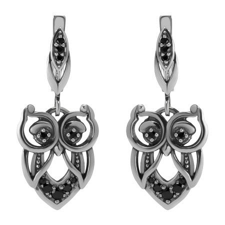 Серьги из серебра с фианитами «Сова»