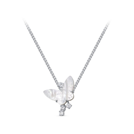 Колье из серебра с перламутром и фианитами «Бабочка»