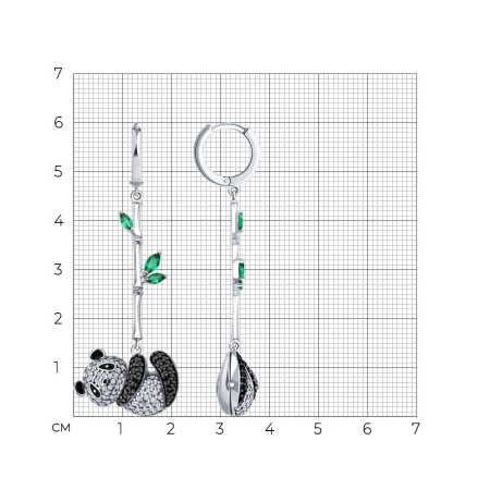 Серебряные серьги с фианитами и эмалью