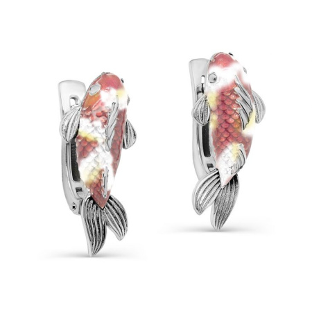 Серьги с эмалью «Карпы кои»