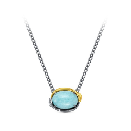 Колье из серебра с амазонитом и позолотой