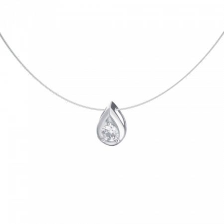 Серебряное колье на леске с фианитом