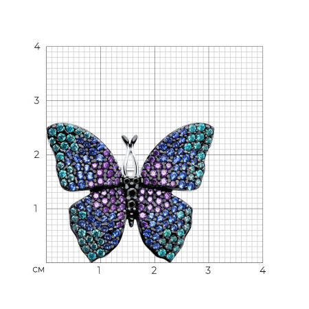 Брошь из серебра с фианитами «Бабочка»