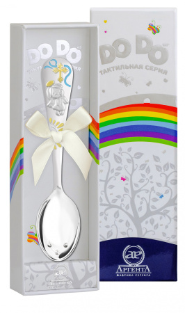 Ложка детская DO-DO «Крестильная» с позолотой с голубой эмалью