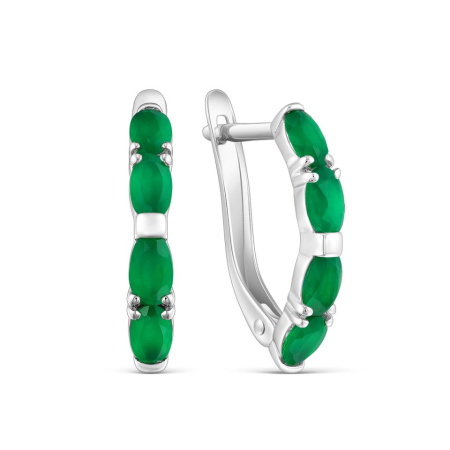 Серьги из серебра с зелёным агатом