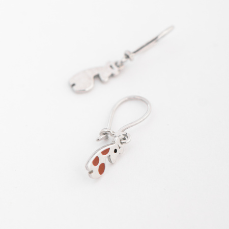 Серьги серебряные с эмалью «Жираф»