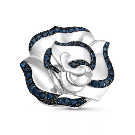 Брошь из серебра «Роза» с кварцем