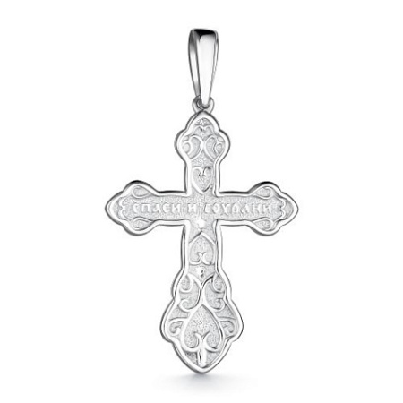 Серебряный православный крест с бриллиантом