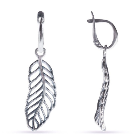 Серьги из серебра «Перо»