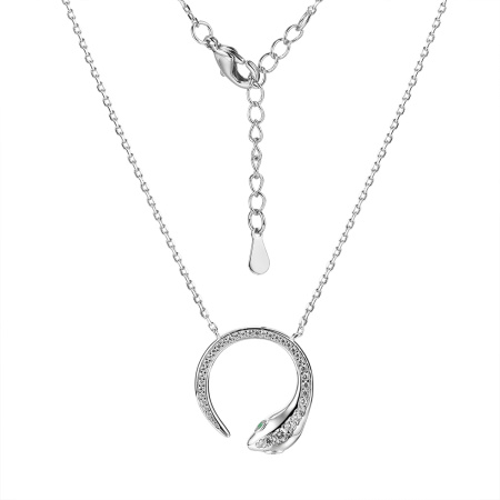 Серебряное колье с нанокристаллом и фианитом «Змея»