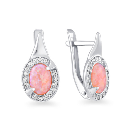 Серьги из серебра с опалом и фианитами