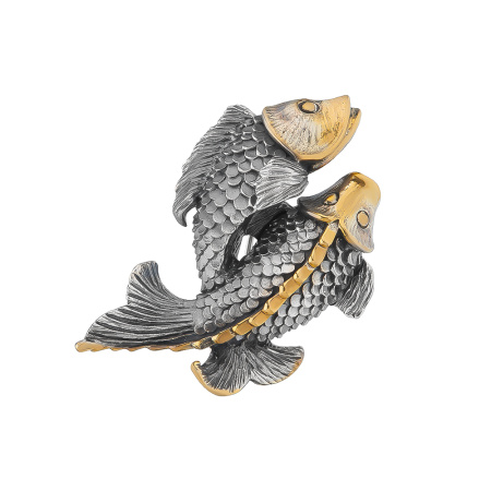 Брошь из серебра с позолотой «Рыбы»